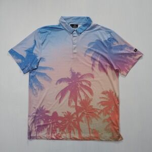 GreenSide Golf Polo Mens Extra Large Palm Tree Tropical Sunset Print Statement